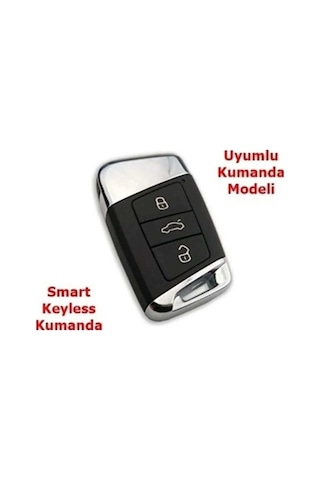 Volkswagen Passat B8 Arteon Smart Siyah Oto Anahtar Kumanda Kabı Kılıfı Nano Siyah Gümüş Silver Renk