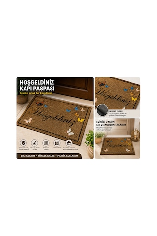 Dikkat Ürün İncedir/ Halıfleks Şeklindedir Kapı Önü Paspas / İç Ve Dış Paspas Bej Bej