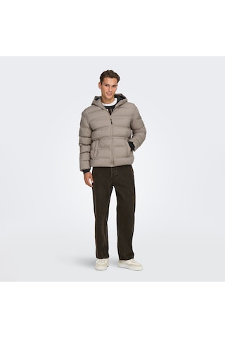Only&sons Union Seamless Life Puffer Erkek Bej Kapüşonlu Mont Bej