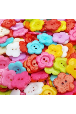 Çiçek Renkli Düğme Renkli Papatya Düğme 1,7 Cm - 25 Adet