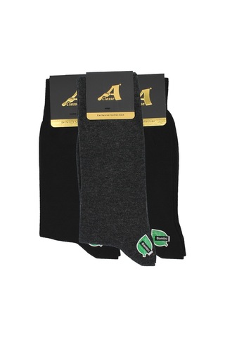 A Classe 3'Lü Paket Siyah Ve Antrasit Gri Bambu Erkek Çorap Çok Renkli
