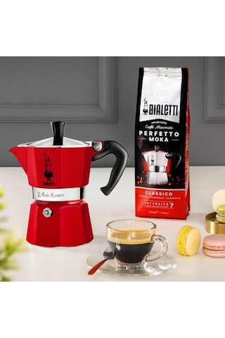 Bialetti 0004943 Moka Express Espresso Kahve Pişiricisi 6 Kişilik Rossa, Kırmızı