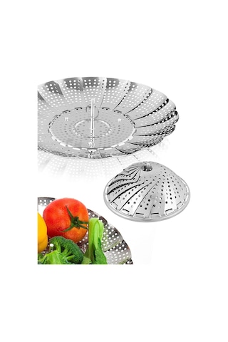 Paslanmaz Çelik Buharlı Pişirici Katlanır Buharda Sebze Pişir