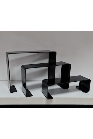 Ayakkabı Standı 3'lü Merdiven Set Kademeli Pleksi Siyah