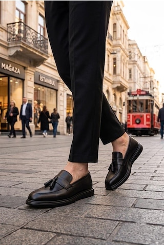 Fort 920307 Siyah Cilt Damat Ayakkabısı Takım Ayakkabısı Erkek Ayakkabı