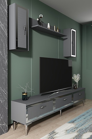 Tvr1801as - Tuna Tv Ünitesi Antrasit Sılver 180cm Antrasit / Koyu Gri - Sılver