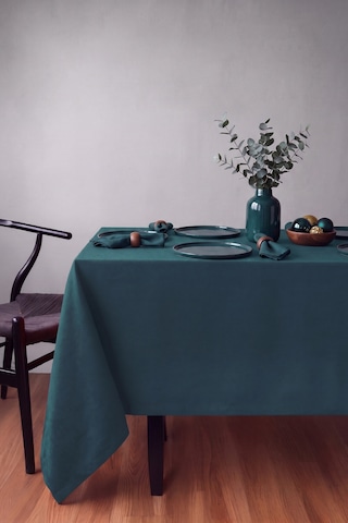 Gauze Fabric Design Kadife Dokulu Dertsiz Masa Örtüsü, Safir Açık İndigo