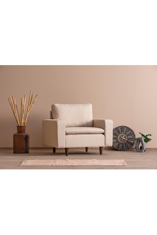 Lungo Modüler Berjer - Krem Keten Krem