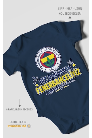 Morivokids Biz Doğuştan Fenerbahçeliyiz Kısa Kollu Bebek Body %100 Pamuk Lacivert