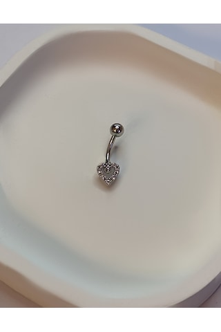 Kadın Çelik Kalp Model Piercing Gümüş