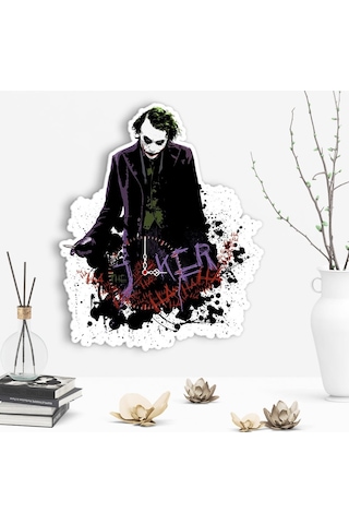 Dekoratif Joker Tasarımlı Ahşap Duvar Saati - 3 Çok Renkli