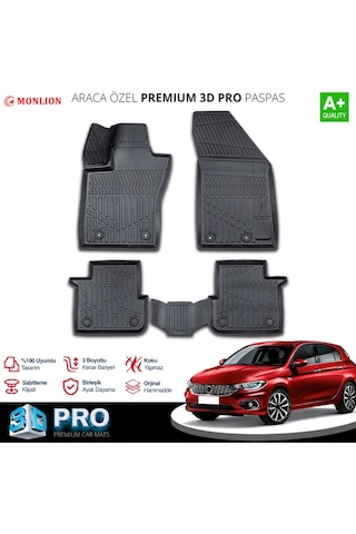 Paspasları, Fiat Egea Hb 2015 3d Lazer Ölçülü Kokusuz Kaymaz Önvearka