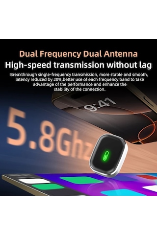 Honeybeeshop 2025 Yükseltilmiş Siyah Kablosuz Carplay Ve Androıd Auto Adaptörü Kompakt Düşük Gecikme Usb Type C Portlu Evrensel Tak Çalıştır