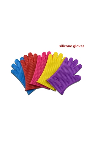 Yuntech01 Siyah Kaliteli Silikon Eldivenler: Kalın 145g, Beş Parmaklı Kalp Desenli, Fırın/mikrodalga Korumalı, Kaymazsız Isıya Dayanıklı Ev Çalışmaları Eldiveni