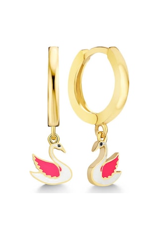 Gümüş Gold Kuğu Sallantılı Kadın Küpe 97968679
