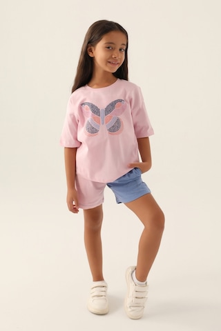 Rolypoly Colour Butterfly Toz Pembe Kız Çocuk Şort Takım 5274-43137 Pembe