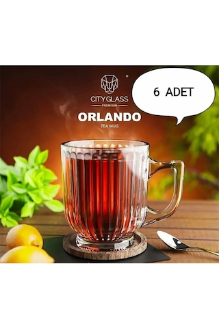 6 Adet Kristal Cam Kulplu Çay Nescafe Kupa Bardak Seti Takımı