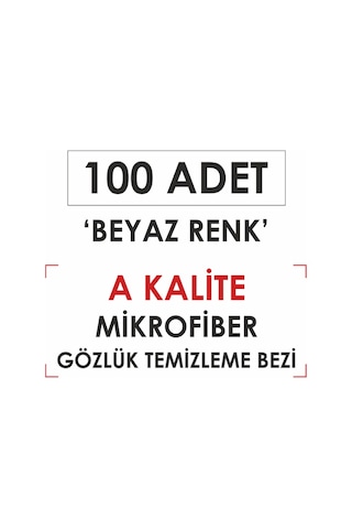 100 Adet Mikrofiber Gözlük Temizleme Bezi A Kalite Beyaz Renk
