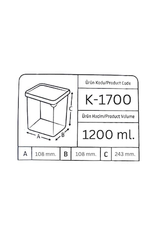 Offbox Kare Bakliyat Baharat Gıda Saklama Kabı - 1.7 Lt. - 12 Adet Antrasit Şeffaf