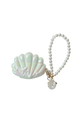 Folinda Airpods Uyumlu 4 Kılıfı Silikon 3d Deniz Kabuğu Desenli Parlak Renkli Perl Zincirli Koruyucu Kılıf Diğer