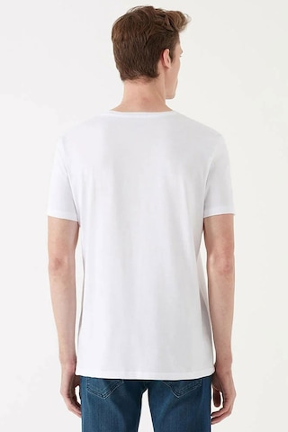 Mavi Bisiklet Yaka T-shirt Beyaz