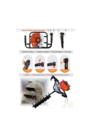 Prohummer Ph323 Benzinli Toprak Burgu Makinesi - 2.1 Hp Çap 30 Cm