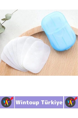 Seyahat Tipi Kamp Outdoor Okul Ofis Hafif Suda Kolay Çözünen Sabunluk Tasarımlı Kağıt Sabun 20 Adet Çok Renkli