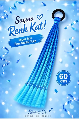 Afro Örgü Saç Tokası 60 Cm Mavi Ombreli Renkli Saç Aksesuarı Diğer