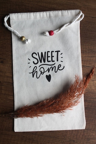 20x30cm - 2 Adet Keten Sweet Home Çok Amaçlı Kese - Saklama Torba
