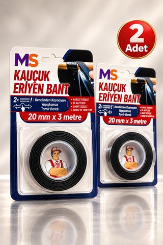 2 Adet Premium Üst Kalite Kauçuk Eriyen Bant Yanmaz 20 Mm X 3 Metre İzolasyon Yapışkanlı Tamir Bandı