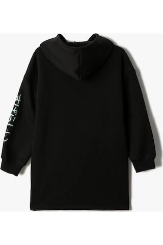 Koton Sweat Elbise Animasyon Baskılı Kapşonlu Uzun Kollu Siyah 3wkg80192ak 3WKG80192AK999 Siyah