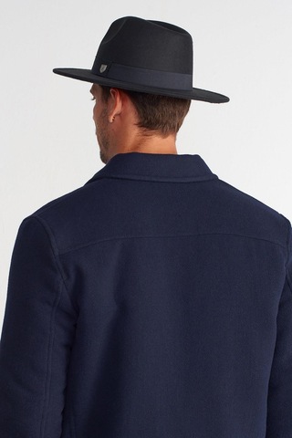 Külah Erkek Büyük Beden 60cm Siyah Fedora Şapka - Siyah