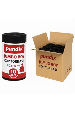 Pundix Pundıx J800 Jumbo Boy Çöp Torbası 80x110 Cm 1 Koli 10 Rulo X 10 Adet Profesyonel Endüstriyel Kullanım Dayanıklı, Sızdırmaz Ve Geniş Hacimli Çöp Poşeti