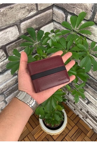 Guard Bordo Spor Şeritli Deri Erkek Cüzdanı Çok Renkli