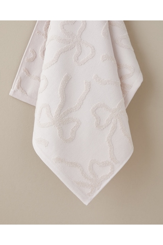 English Home Romance Ribbon Pamuk Jakarlı Yüz Havlusu 50x80 Cm Pudra