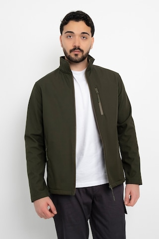 Dasüniforma Softshell İçi Polarlı Su Geçirmez Standart Fit Ceket Rüzgar Geçirmez Tam Fermuar Kışlık Unisex Mont Haki