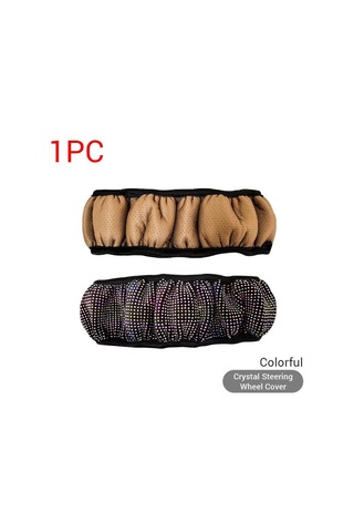 Çok Renkli Pu Deri Güzel Bling Bling Rhinestone İle Kristal Araba Direksiyon Kapağı