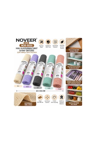 Noveer Liva Nor-5032 Halı Kaydırmaz Mat Ve Raf Örtüsü 30x90 Cm Mix Renkli- 12'li Paket