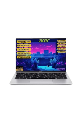 Acer Aspire Lite AL14-31P-39KN NX.KS9EY.002 i3-N300 8 GB 512 GB SSD 14" Dos Dizüstü Bilgisayar (Outlet)