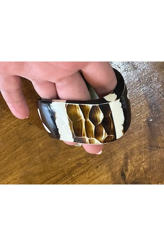 Oyma Kemik Kadın Hint Bileziği Çap 7 Cm Çok Renkli