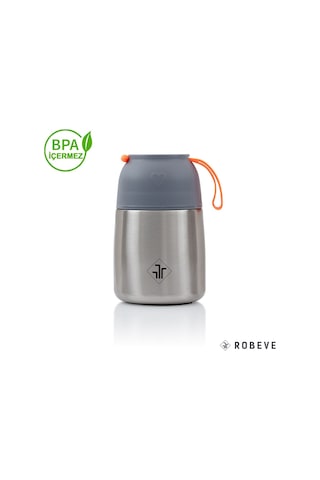 Robeve 450ml Bebek Mama Saklama Termosu Vakumlu Çift Taraflı Termos Gri