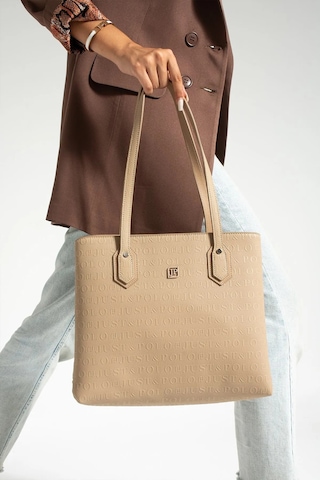 Just Polo Günlük Kombinlere Uygun Kadın Orijinal Vizon Büyük Boy Şık El Çantası Tote Bag Bej