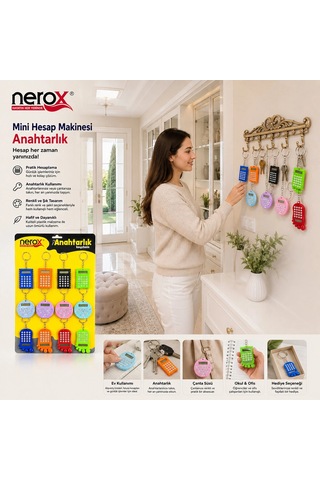 12 Adet Hesap Mak. Anahtarlık Renkli Plastik Nrx-4089 Bx40