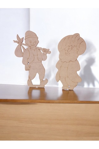 Türk Kahramanlar Nasreddin Hoca Ve Keloğlan Büyük Boy Ahşap Hobi