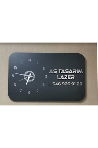Odak Serisi: Modern Ve Kişiselleştirilebilir Ahşap Duvar Saati 80x50 Cm Siyah Üzeri Gümüş Renk Siyah Gümüş