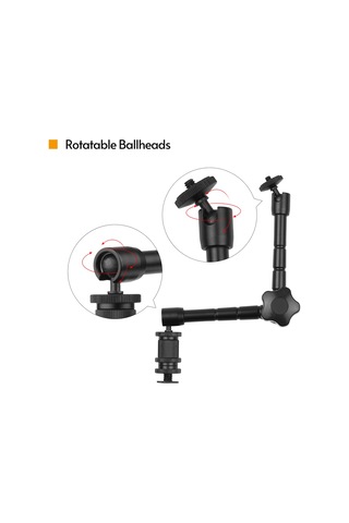 Skycity Alüminyum Büyüleyici Kollü 29,5cm + Ayarlanabilir Süper Klemp 50mm - 1/4" & 3/8" Vida Bağlantıları