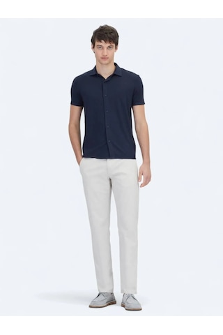 Kip Lacivert Desenli Regular Fit Casual Gömlek Lacivert