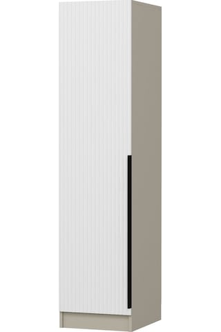Minar Kale 1 Kapaklı Dolap Çizgili Mebran 190cm - Kumtaşı/beyaz - Raflı Çok Renkli