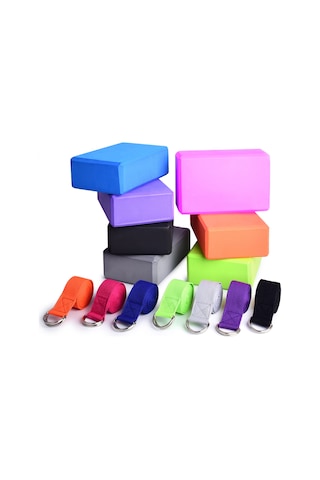 Youtek Gri Eva Yoga Blokları 2 Adet Ve Pamuklu Germe Kayışı Seti - Denge, Konum Doğruluğu Ve Esneklik İçin Pilates Ve Yoga Egzersizleri