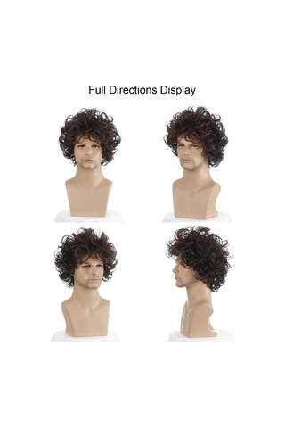 Gajeena Erkekler İçin Moda Kısa Dalgalı Peruk, Yüksek Sıcaklık Liften Yapılmış, Doğal Görünümlü, Kolay Kullanım, Siyah-kahverengi